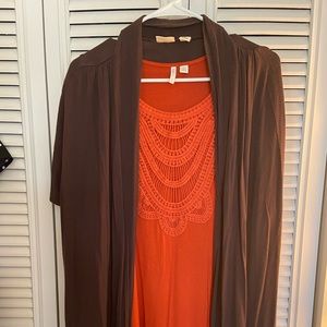 Brown Short Sleeve Cardigan